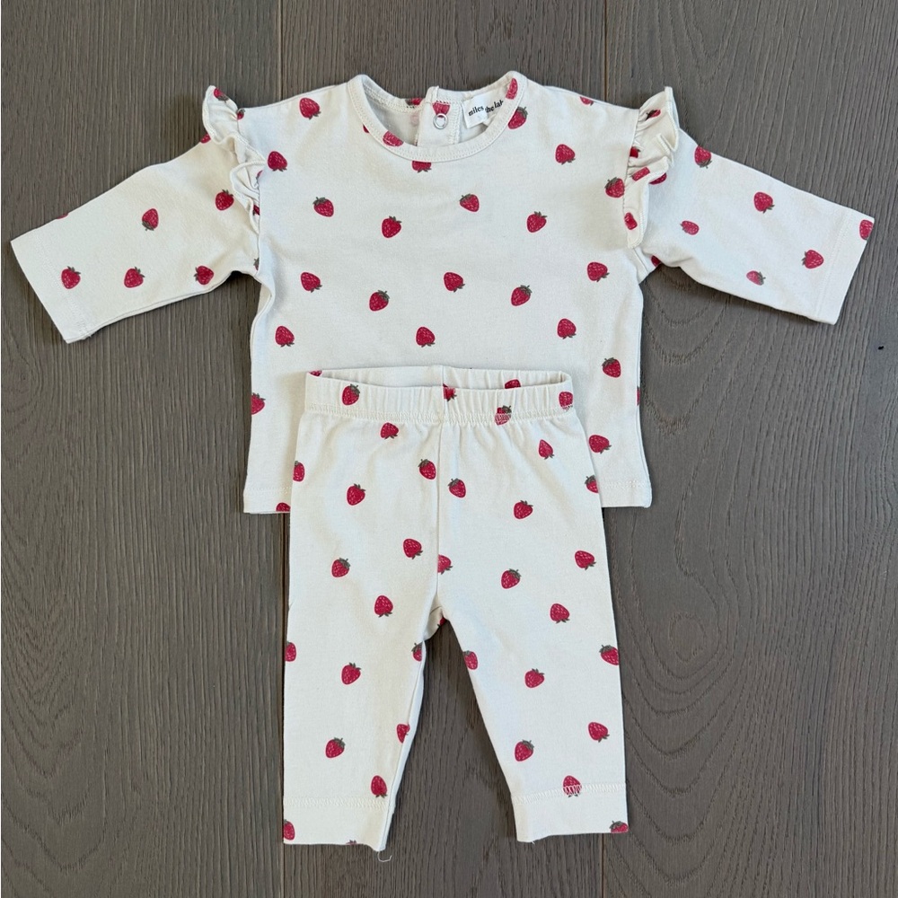 Miles the Label Girl’s Strawberry Ruffle Top & Leggings Set
